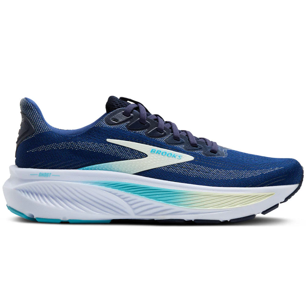 Women's Brooks Ghost 17, Navy/Green/Turquoise, 6.5 B Medium