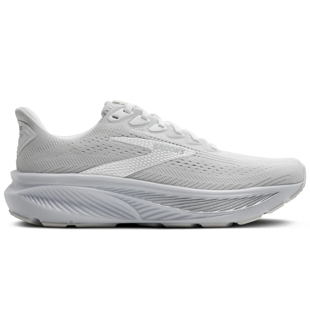 Women's Brooks Ghost 17, White/White/Grey, 9 D Wide
