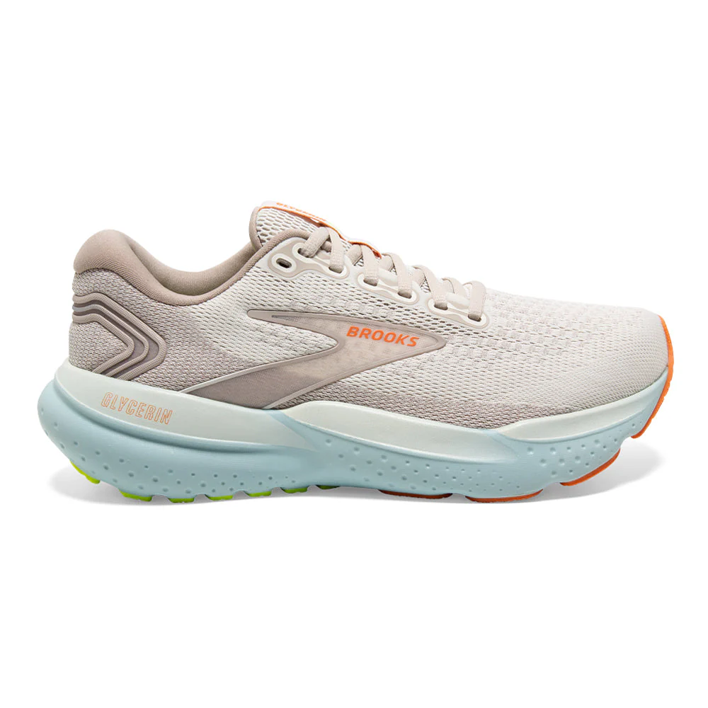 Women's Brooks Glycerin 21, Coconut/Aqua/Autumn Sunset, 5 B Medium