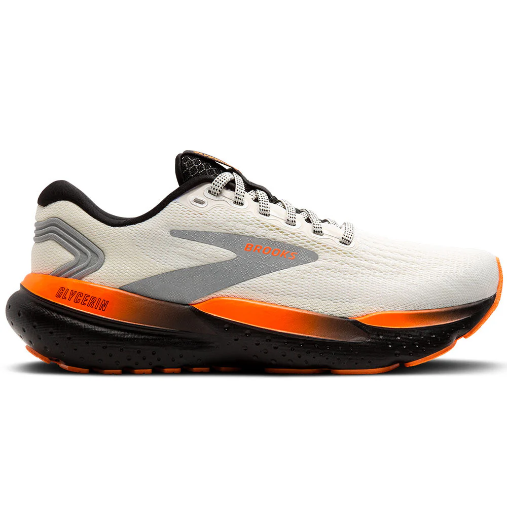 Women's Brooks Glycerin 21, Ecru/Orange/Black, 11 B Medium