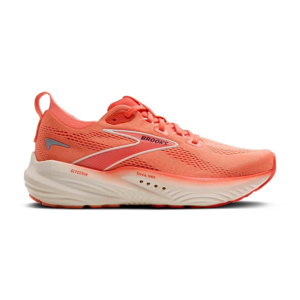 Women's Brooks Glycerin 22, Desert Flower/Hot Coral/Milk, 5 B Medium