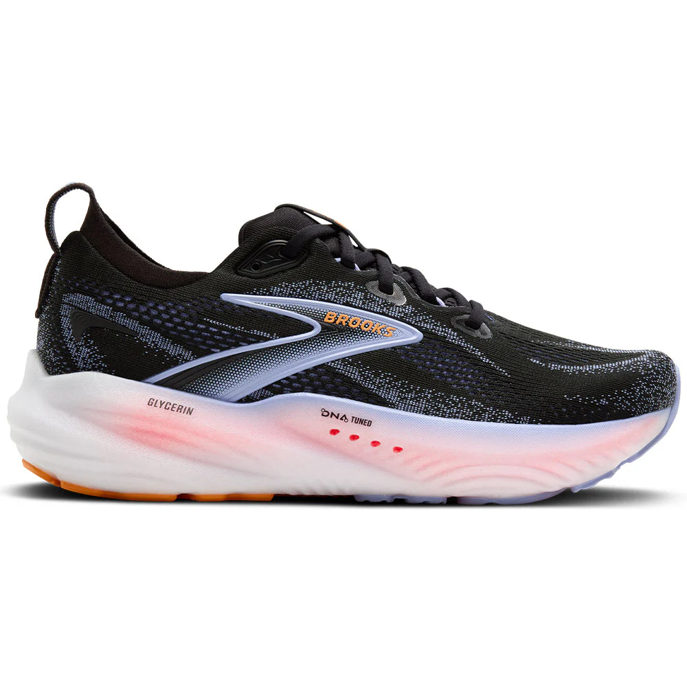 Women's Brooks Glycerin 22, Black/Blue Heron/Orange, 9.5 B Medium