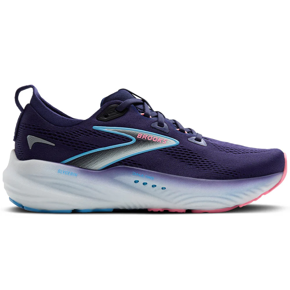 Women's Brooks Glycerin 22, Blue Ribbon/Peacoat/Dianthus, 9 D Wide