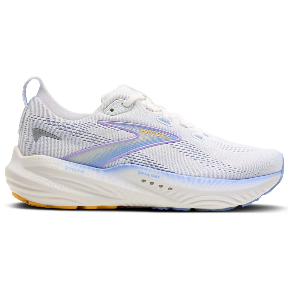 Women's Brooks Glycerin 22, White/Blue Heron/Apricot, 8.5 B Medium