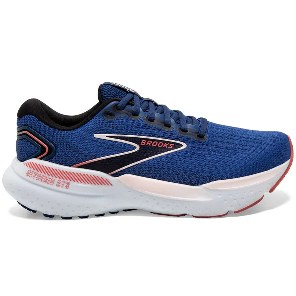 Women's Brooks Glycerin GTS 21, Blue/Icy Pink/Rose, 6.5 B Medium