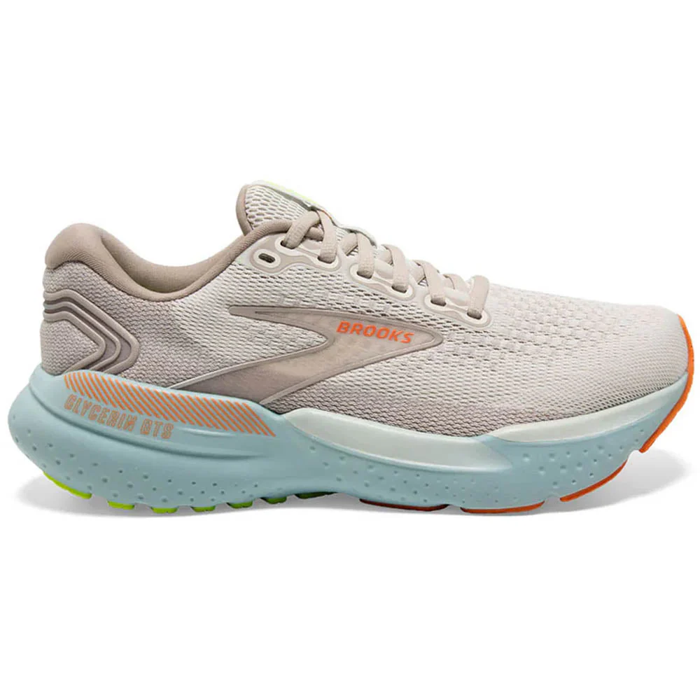 Women's Brooks Glycerin GTS 21, Coconut/Aqua/Autumn Sunset, 12 B Medium