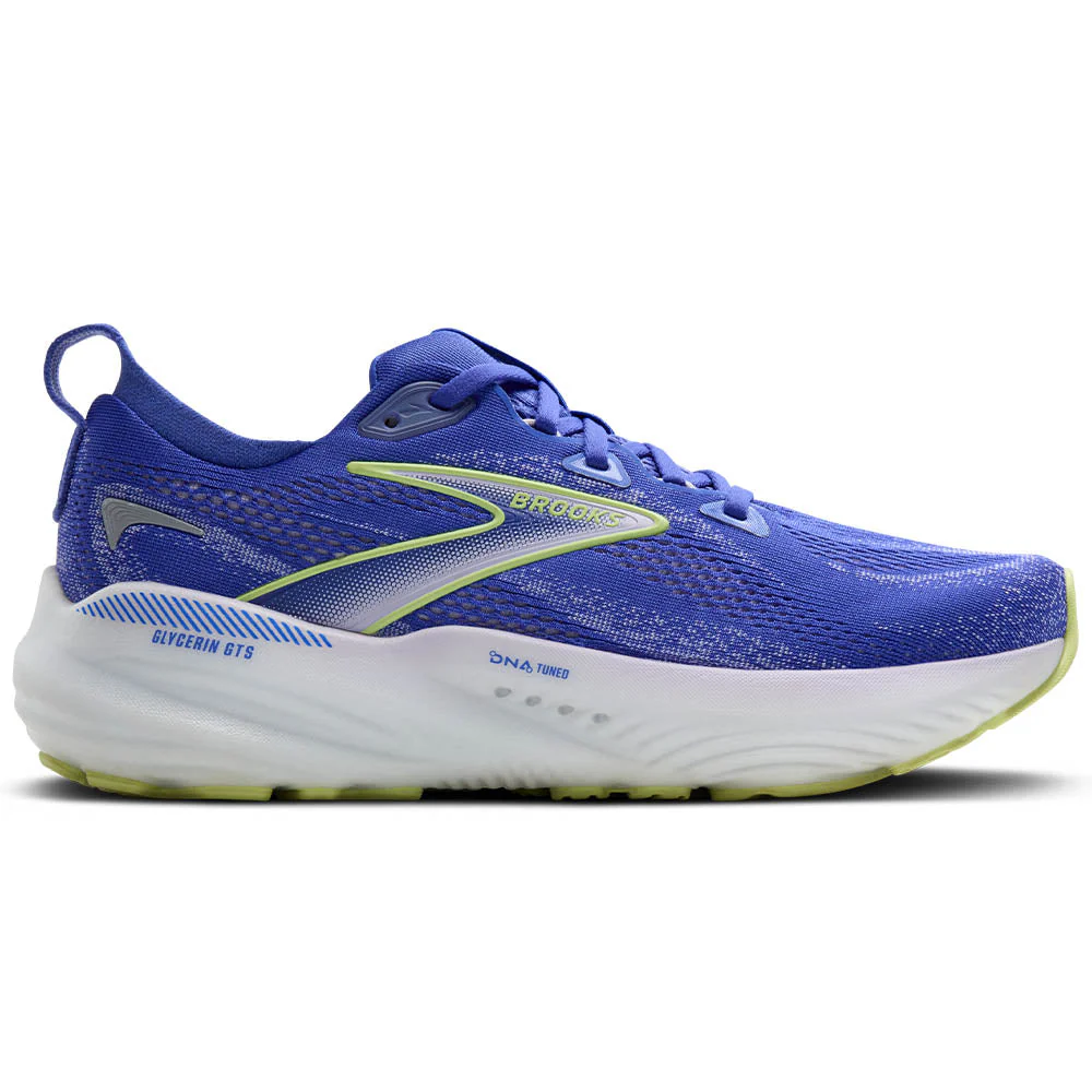 Women's Brooks Glycerin GTS 22, Amparo Blue/Hyper Iris/Yellow, 9 B Medium