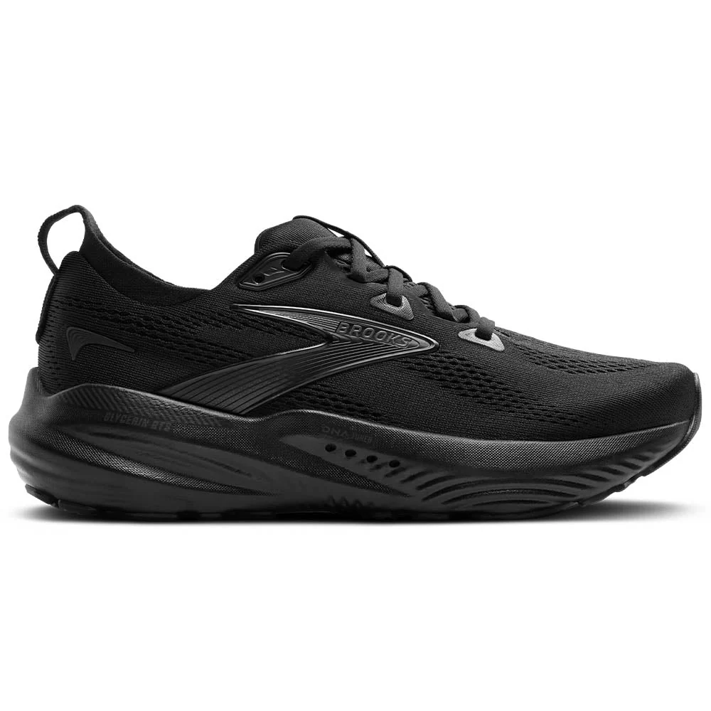 Women's Brooks Glycerin GTS 22, Black/Black/Ebony, 6.5 D Wide