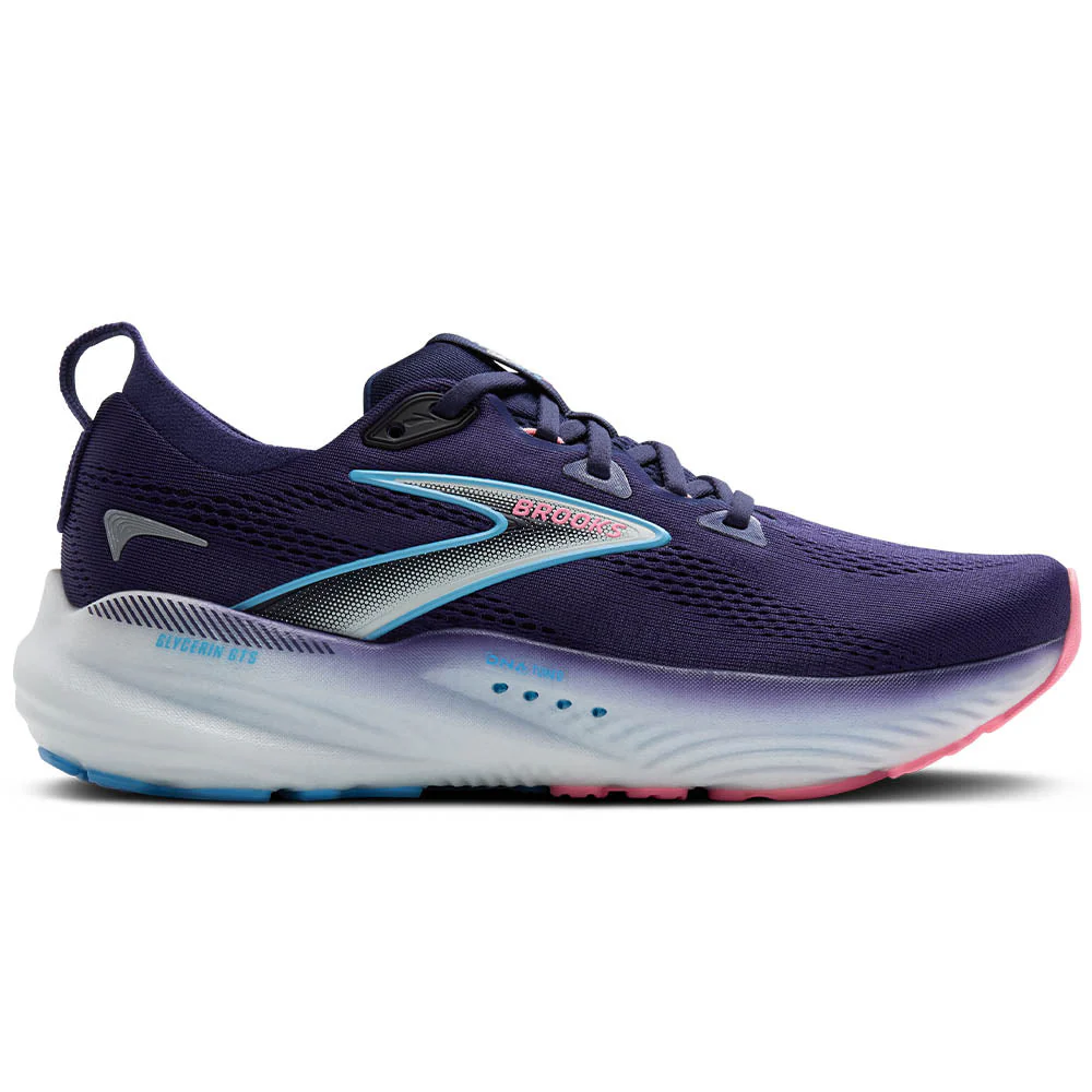 Women's Brooks Glycerin GTS 22, Blue Ribbon/Peacoat/Dianthus, 9 D Wide