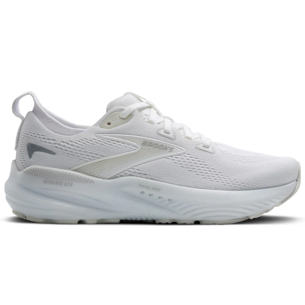 Women's Brooks Glycerin GTS 22, White/White/Grey, 6.5 B Medium