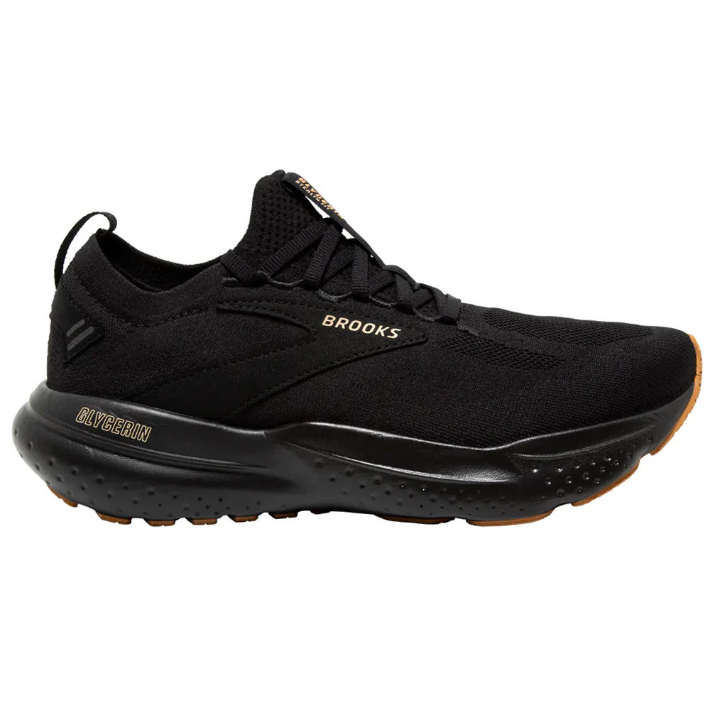 Women's Brooks Glycerin StealthFit 21, Black/Cream/Biscuit, 7 B Medium