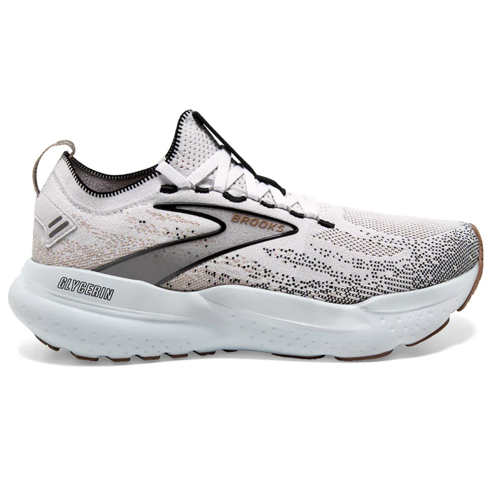 Women's Brooks Glycerin StealthFit 21, White/Grey/Black, 5 B Medium