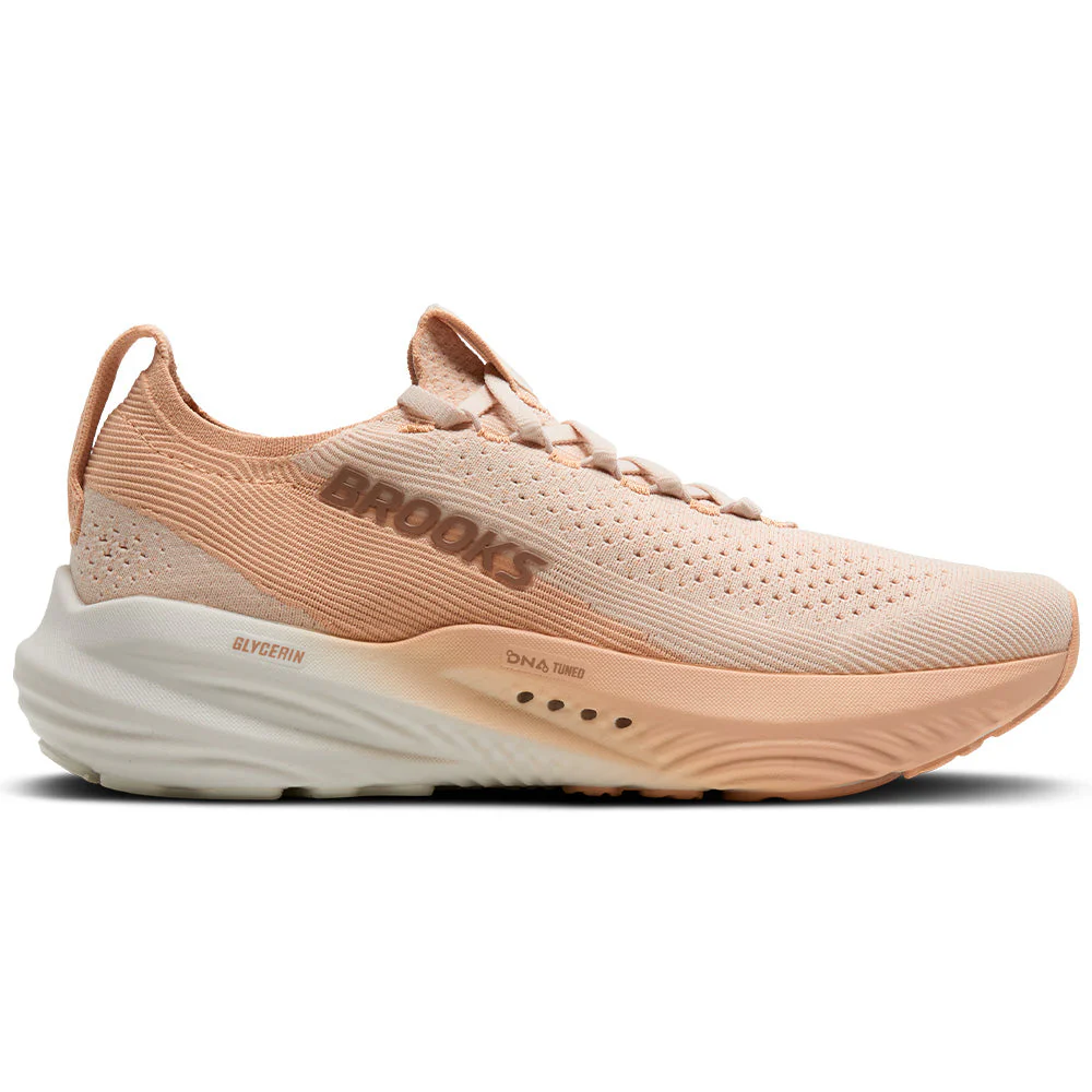 Women's Brooks Glycerin StealthFit 22, Almond Peach/Almond/Portabella, 8.5 B Medium