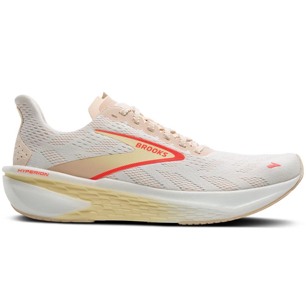 Women's Brooks Hyperion 2, White/Peach/Coral, 9.5 B Medium