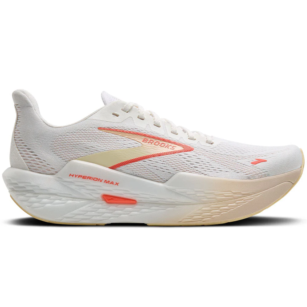 Women's Brooks Hyperion Max 2, White/Peach/Coral, 8.5 B Medium