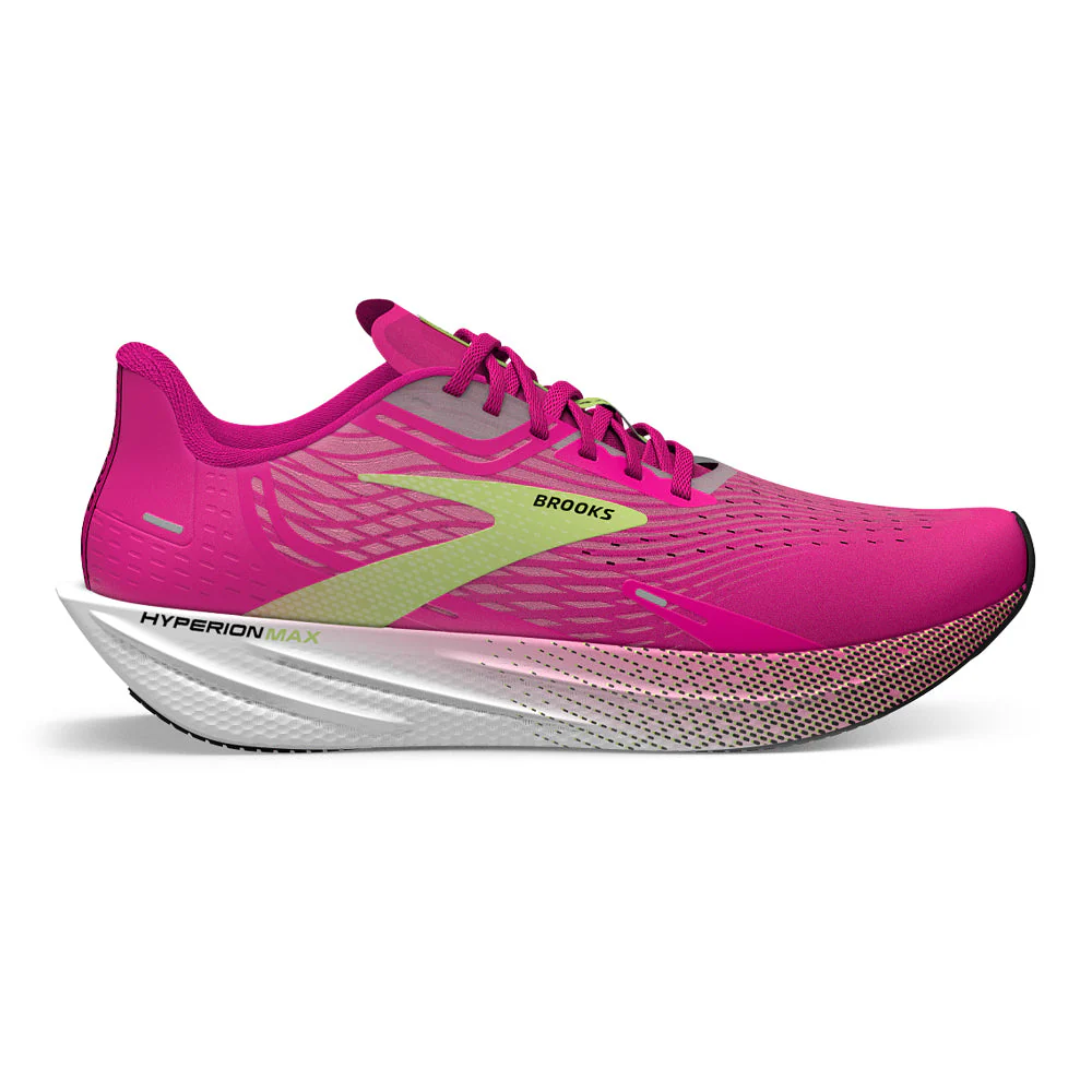 Women's Brooks Hyperion Max, Pink Glo/Green/Black, 6.5 B Medium