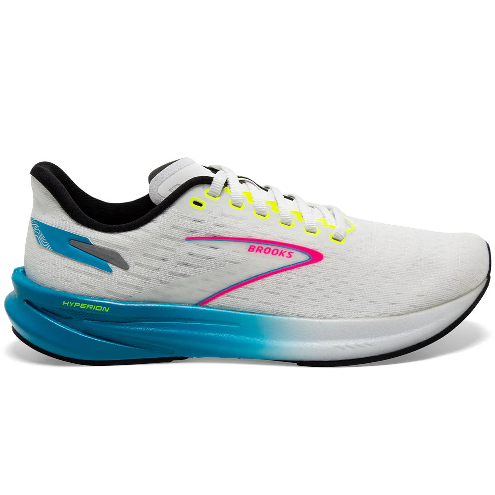 Women's Brooks Hyperion, White/Blue/Pink, 9 B Medium