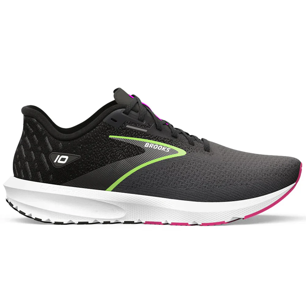 Women's Brooks Launch 10, Black/Blackened Pearl/Green, 9.5 D Wide
