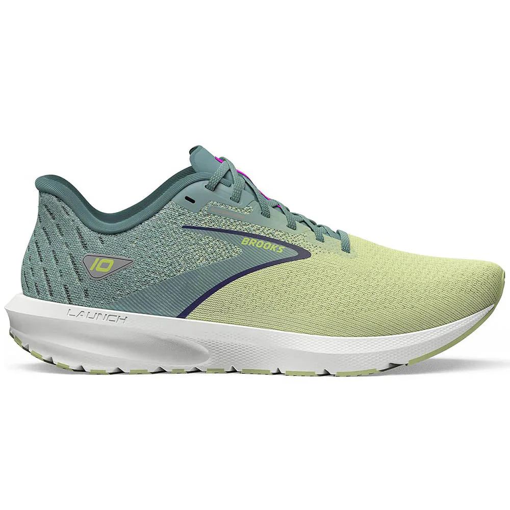 Women's Brooks Launch 10, Lime/Mineral Blue/Wisteria, 9 B Medium