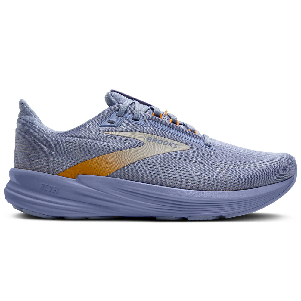Women's Brooks Revel 8, Blue Heron/Coconut/Orange, 10.5 B Medium
