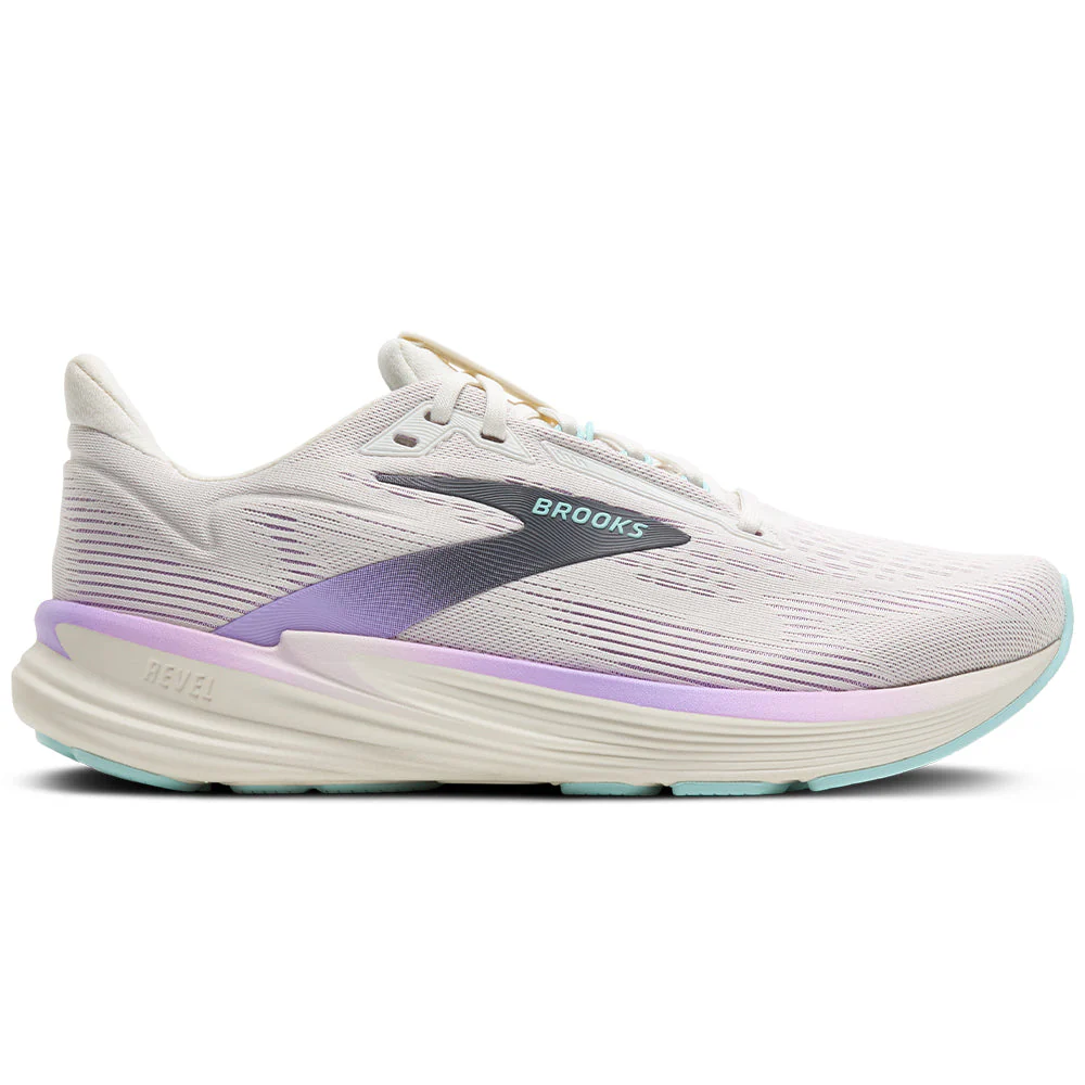 Women's Brooks Revel 8, Coconut/Purple Rose/Clearwater, 10.5 B Medium