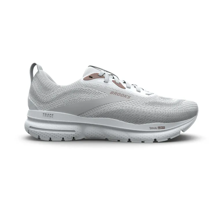 Women's Brooks Trace 4, White/Oyster/Rose, 8 B Medium