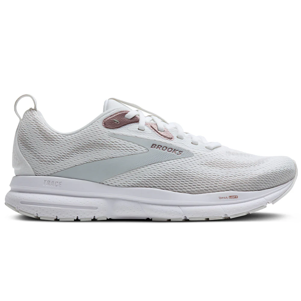Women's Brooks Trace 4, White/Oyster/Rose, 10.5 B Medium