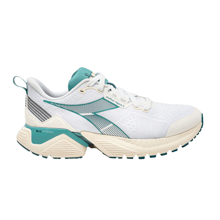 Women's Diadora Mythos Blushield Vigore 2, White/Dusty Turquise, 10 B Medium