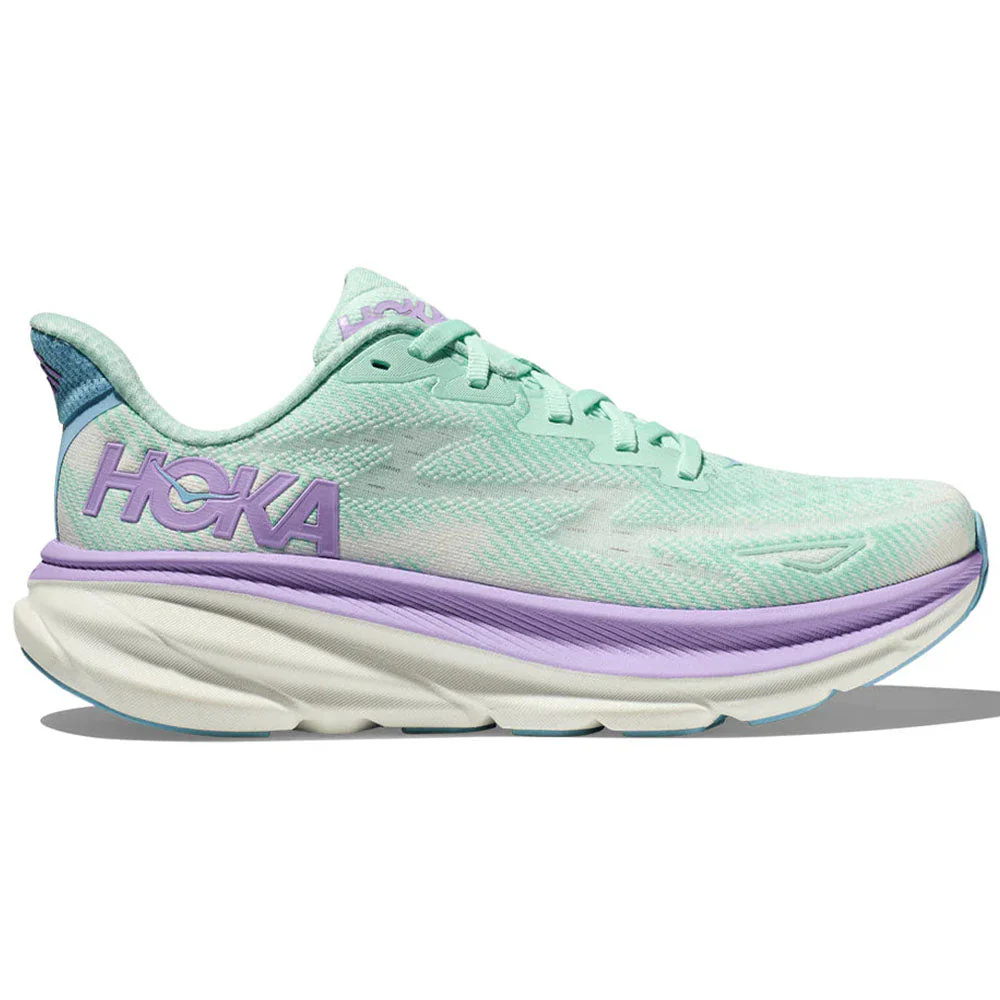 Women's Hoka Clifton 9, Sunlit Ocean/Lilac Mist, 6.5 D Wide