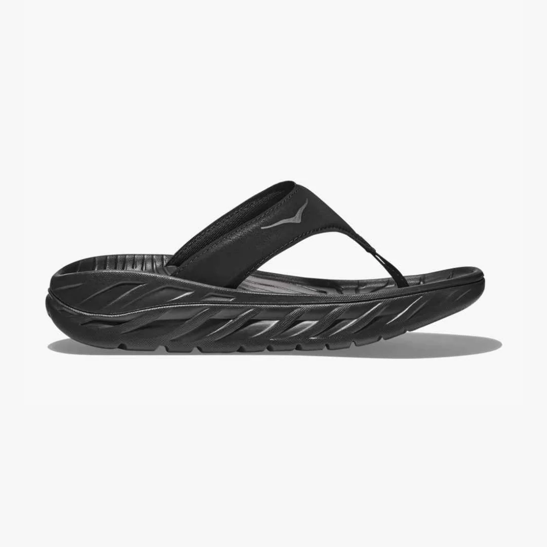 Women's Hoka Ora Recovery Flip, Black/Dark Gull Gray, 6 B Medium