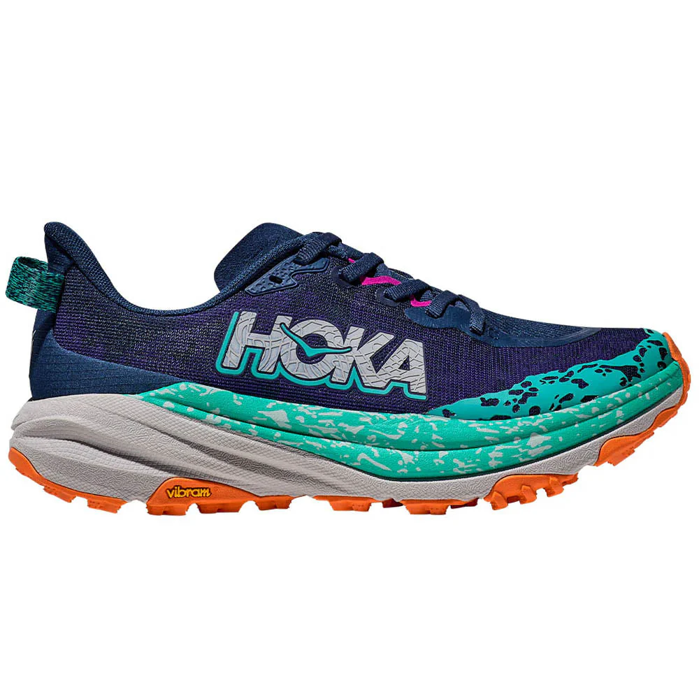 Women's Hoka Speedgoat 6, Varsity Navy/Meteor, 8 B Medium