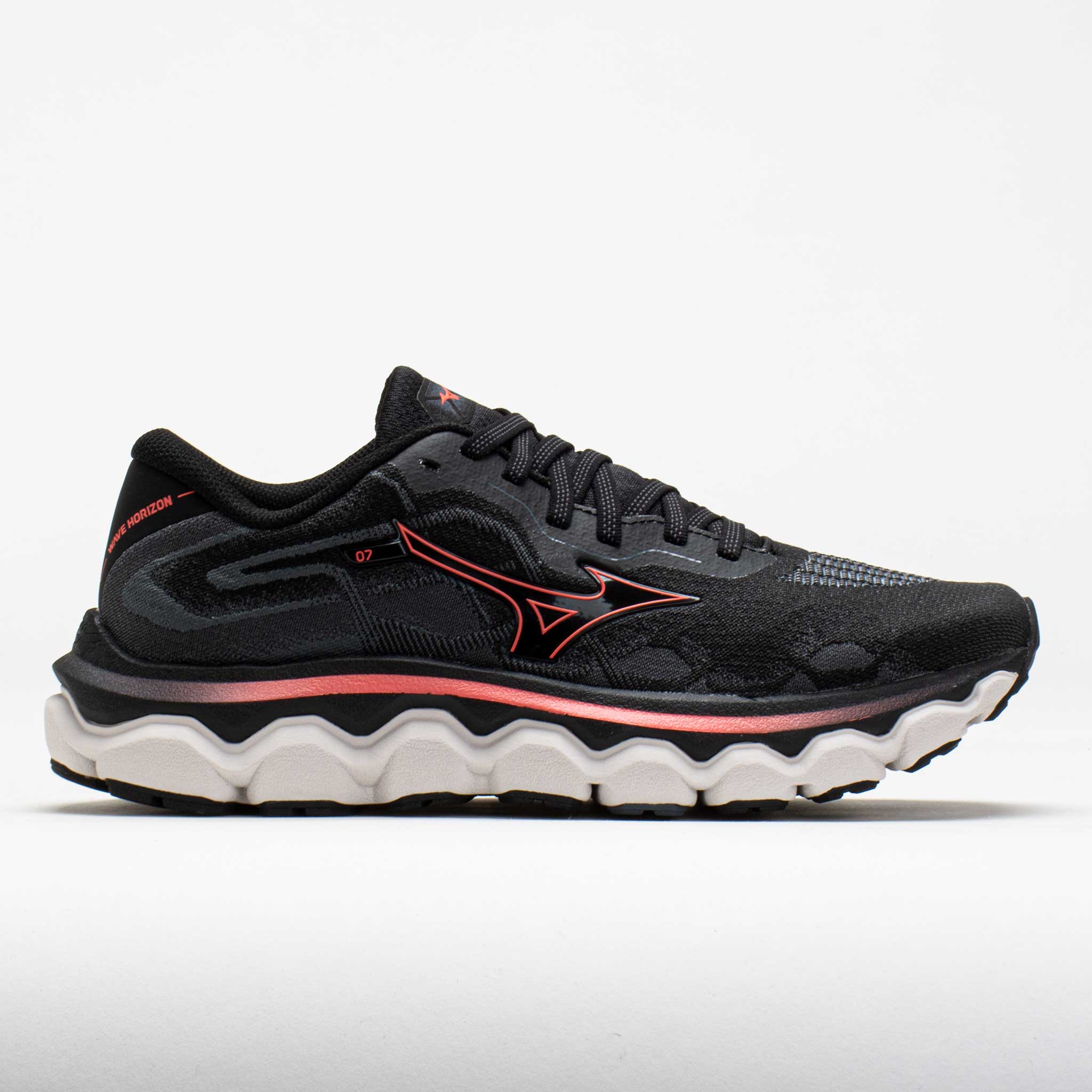Women's Mizuno Wave Horizon 7, Black/Dubarry, 8 B Medium