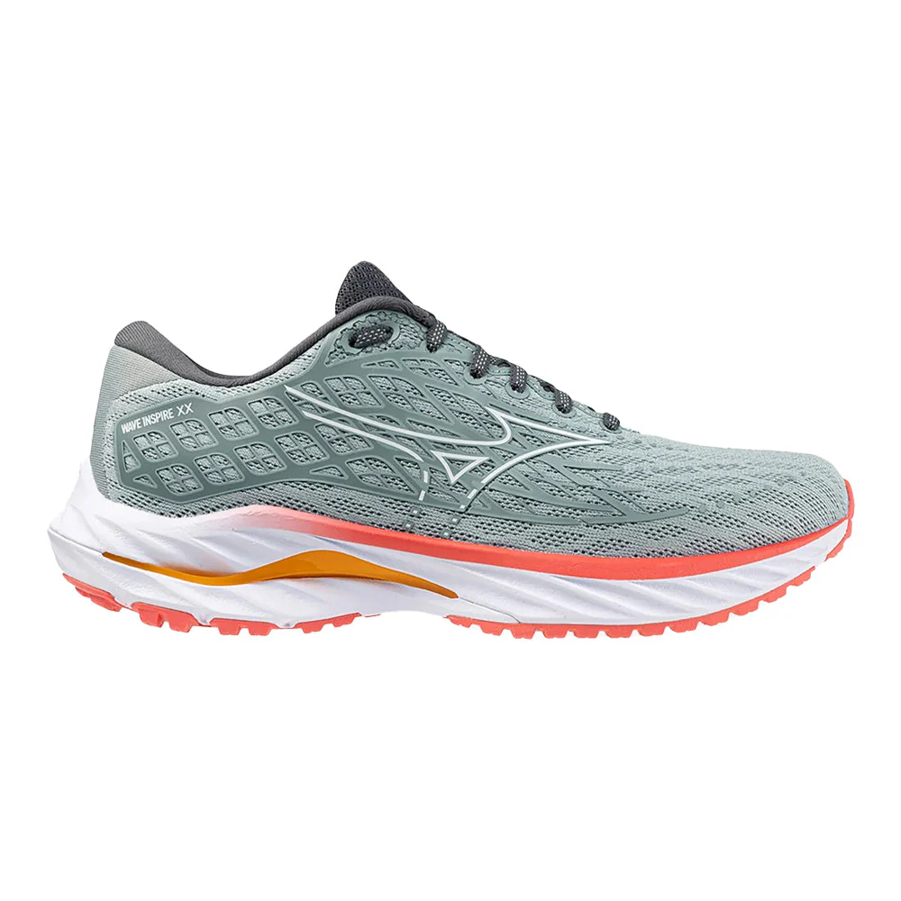 Women's Mizuno Wave Inspire 20, Grey Mist-White, 9 B Medium