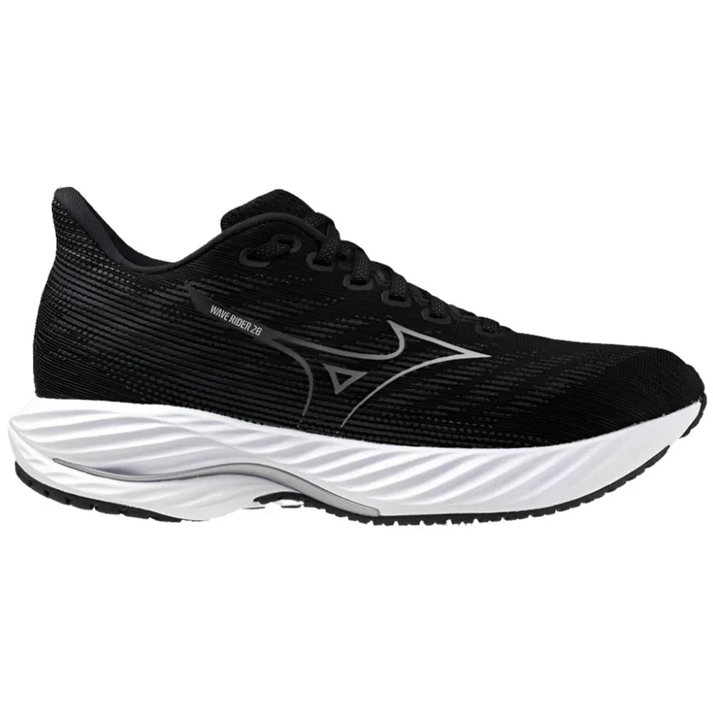 Women's Mizuno Wave Rider 28, Black/Harbor Mist, 11 D Wide