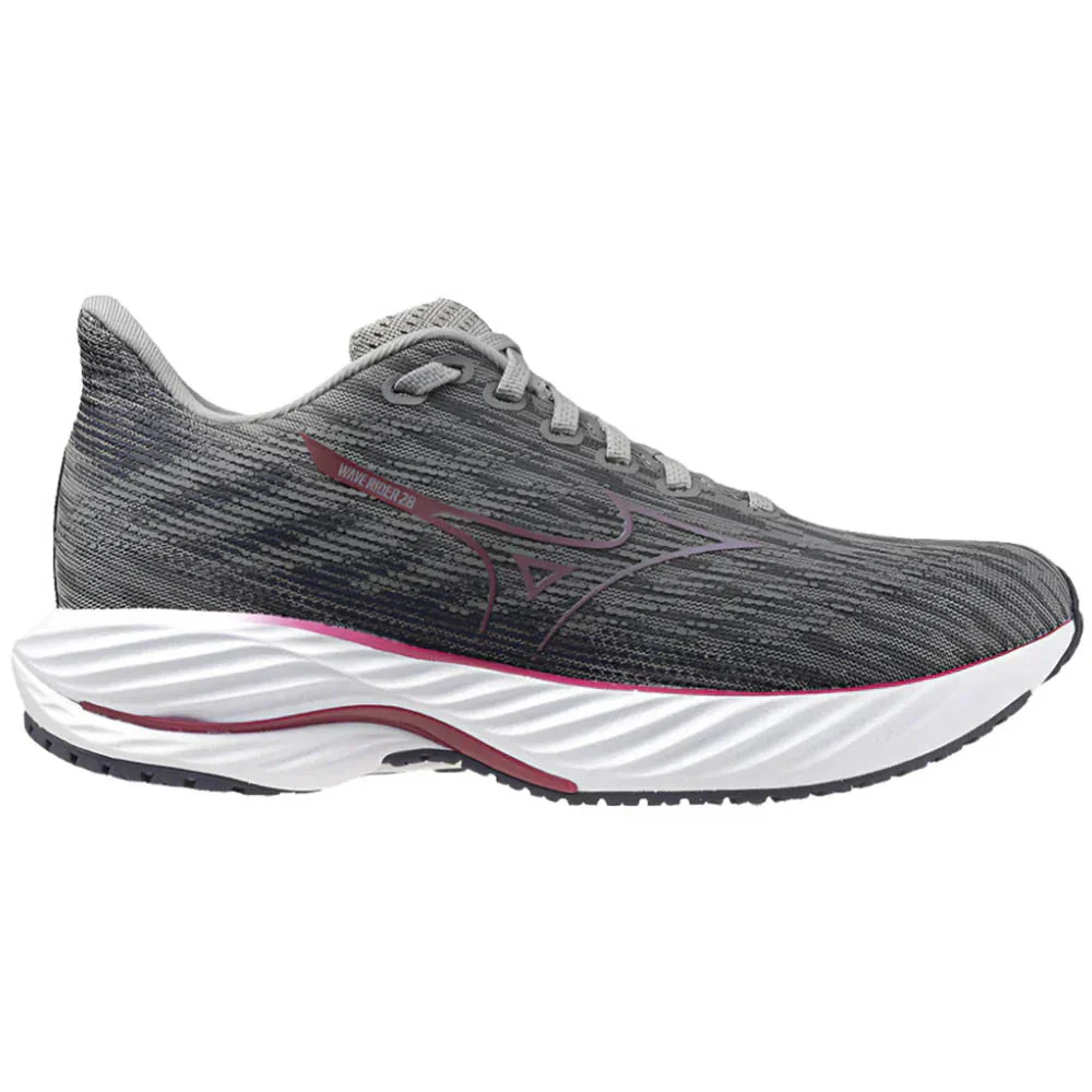 Women's Mizuno Wave Rider 28, Ultimate Grey/Cosmo Chrome, 8.5 B Medium