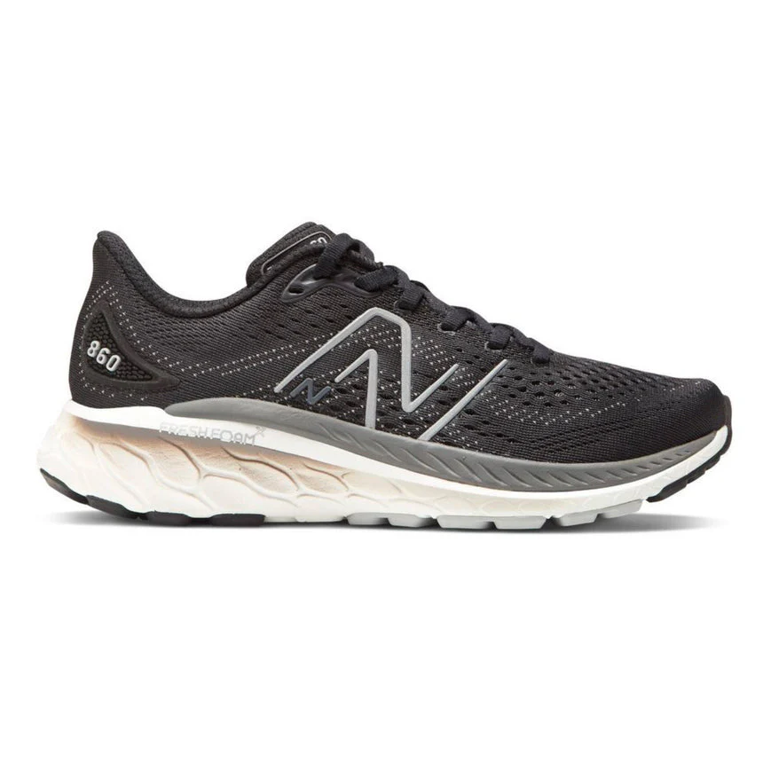 Women's New Balance Fresh Foam X 860v13, Black/White/Castlerock, 5.5 D Wide