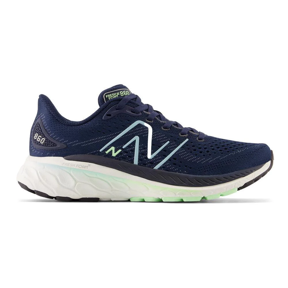 Women's New Balance Fresh Foam X 860v13, NB Navy/Bleach Blue/Green Aura, 12 D Wide