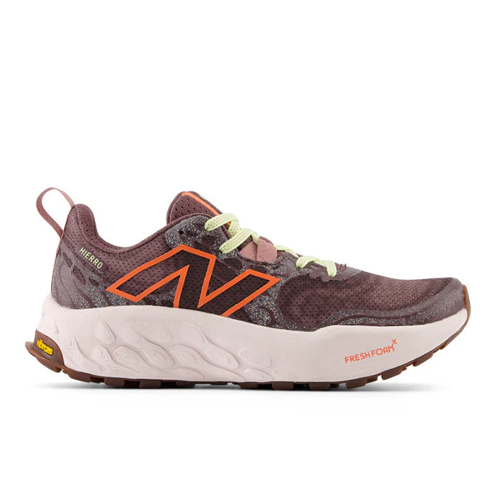 Women's New Balance Fresh Foam X Hierro V8, Licorice/Gulf Red/Pink Granite, 9 B Medium