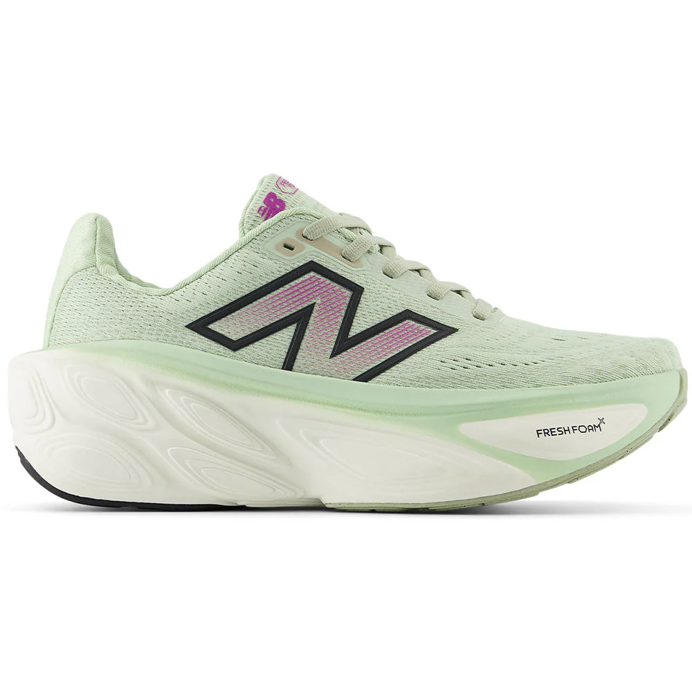 Women's New Balance Fresh Foam X More v5, Natural Mint/Purple Fuchsia/Black, 6.5 D Wide
