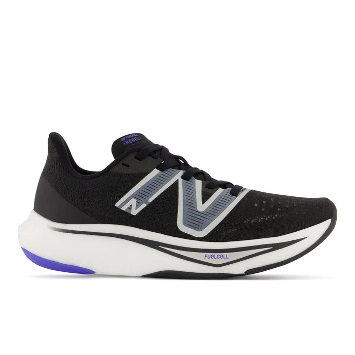 Women's New Balance FuelCell Rebel V2, Black/Aura/Vibrant Spring Glo, 6 B Medium