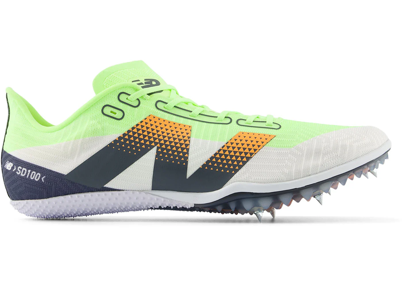 Women's New Balance FuelCell SD100 v5, Bleached Lime Glo/Graphite/Hot Mango, 8.5 B Medium