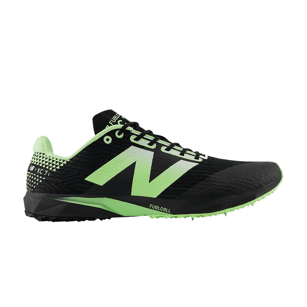 Women's New Balance FuelCell XC7 v5, Black/Mint Flash/White, 8 B Medium