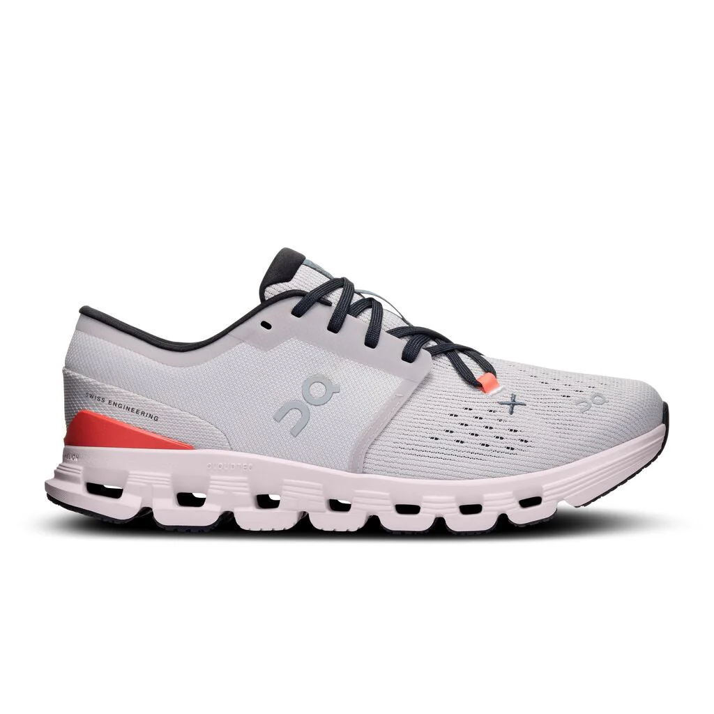 Women's On Cloud X 4, Silver/Flame, 7 B Medium