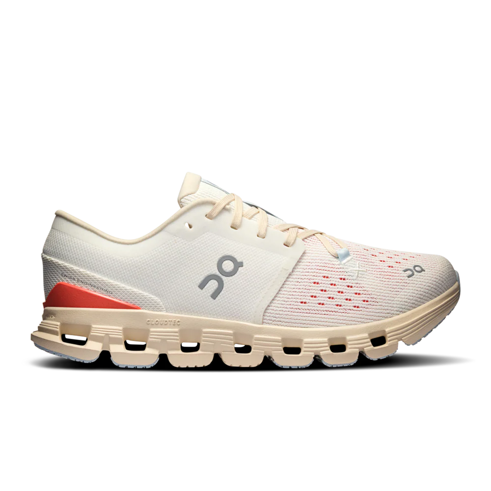Women's On Cloud X 4, Ivory/Salmon, 9 B Medium
