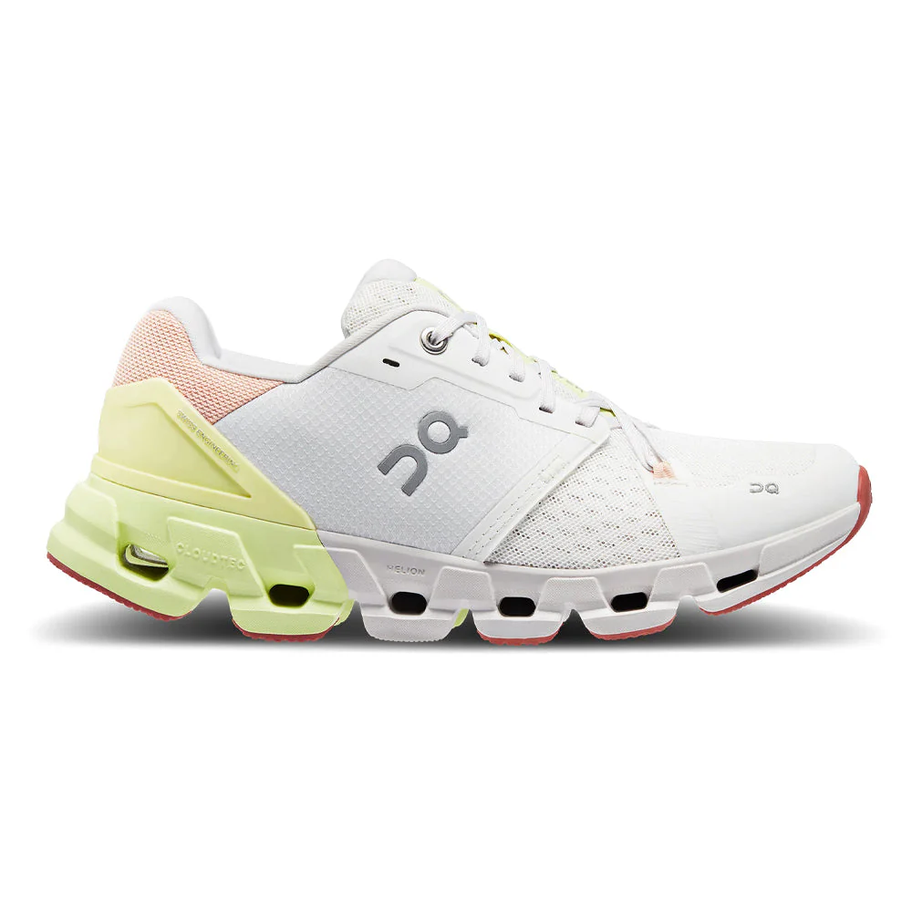 Women's On Cloudflyer 4, White/Hay, 7.5 B Medium