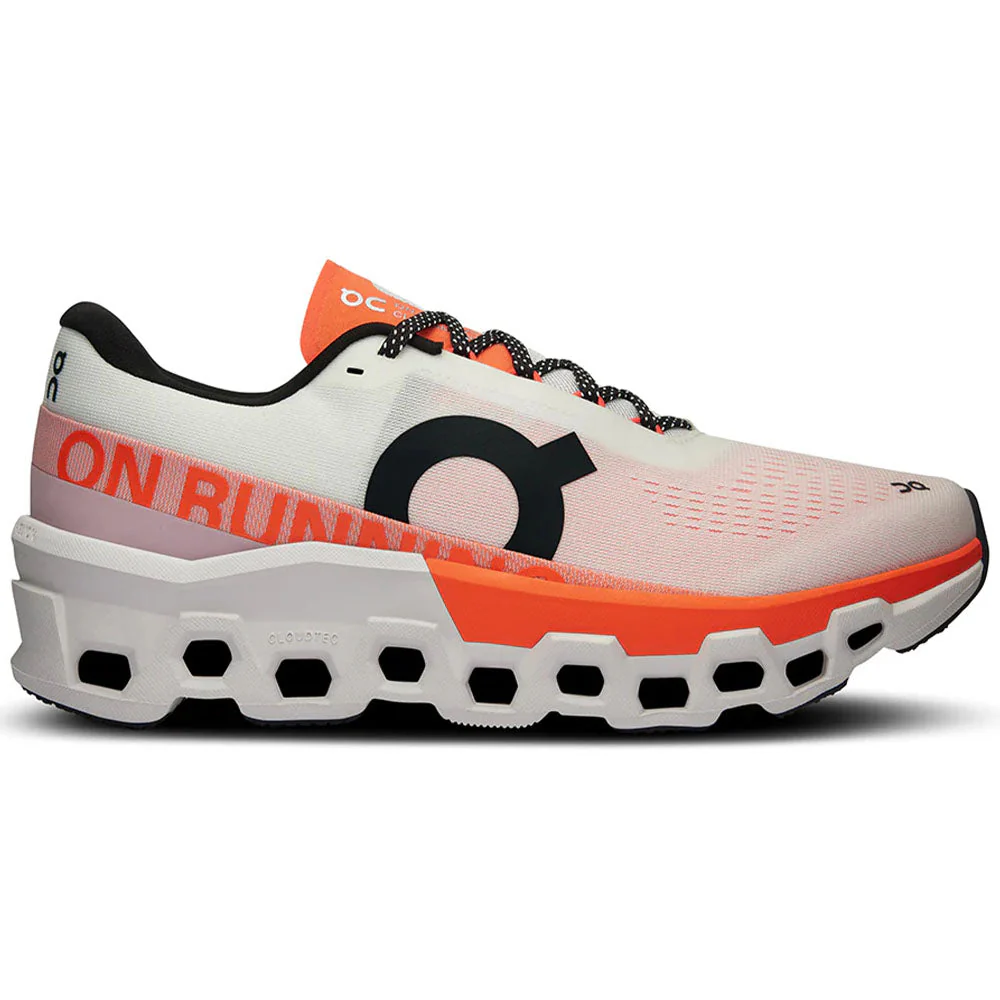 Women's On Cloudmonster 2, White/Flame, 7 B Medium
