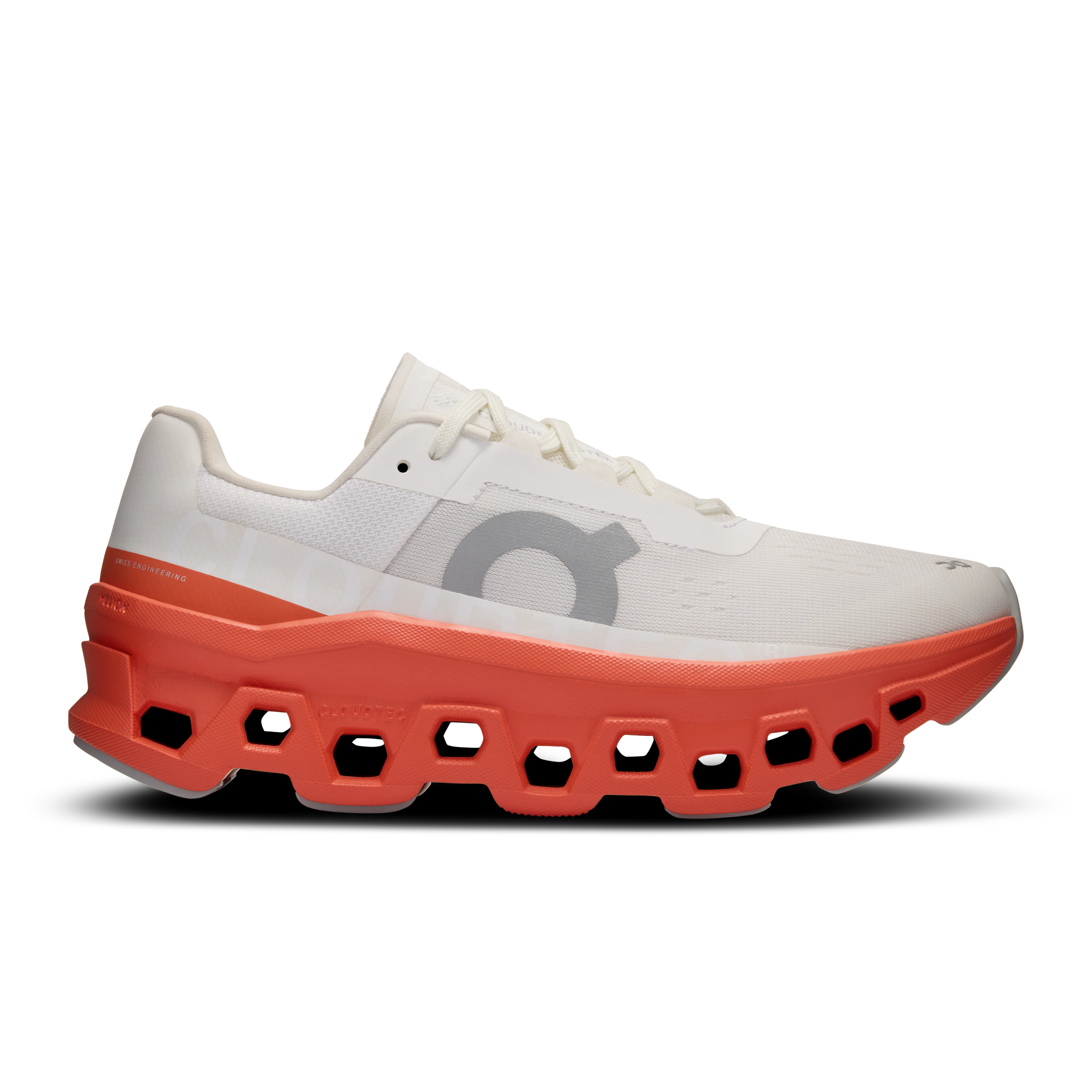 Women's On Cloudmonster, White/Flame, 5.5 B Medium