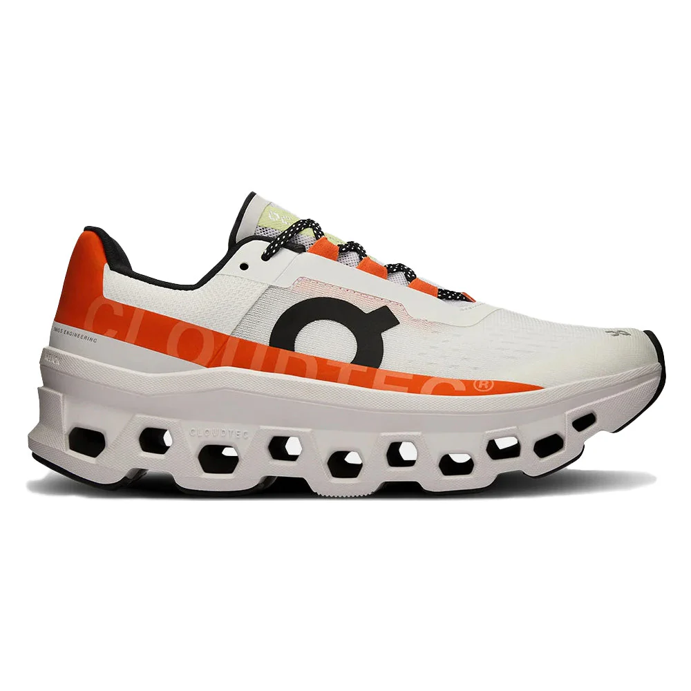 Women's On Cloudmonster, Undyed-White/Flame, 10.5 B Medium