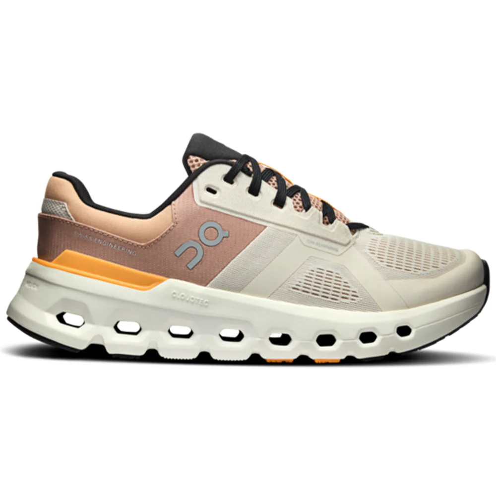 Women's On Cloudrunner 2, Pearl/Tangerine, 7 D Wide