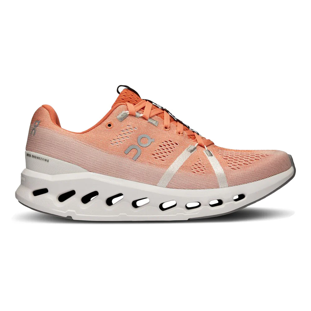 Women's On Cloudsurfer, Flame/White, 6.5 B Medium